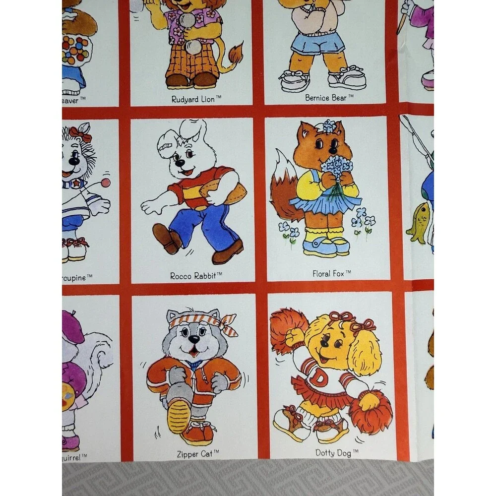 Vtg 1984 American Greetings Get Along Gang Animal Characters New Gift Wrap